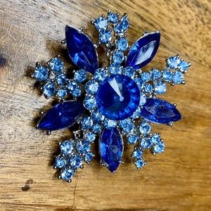 Retro Blue Rhinestone Brooch 💙